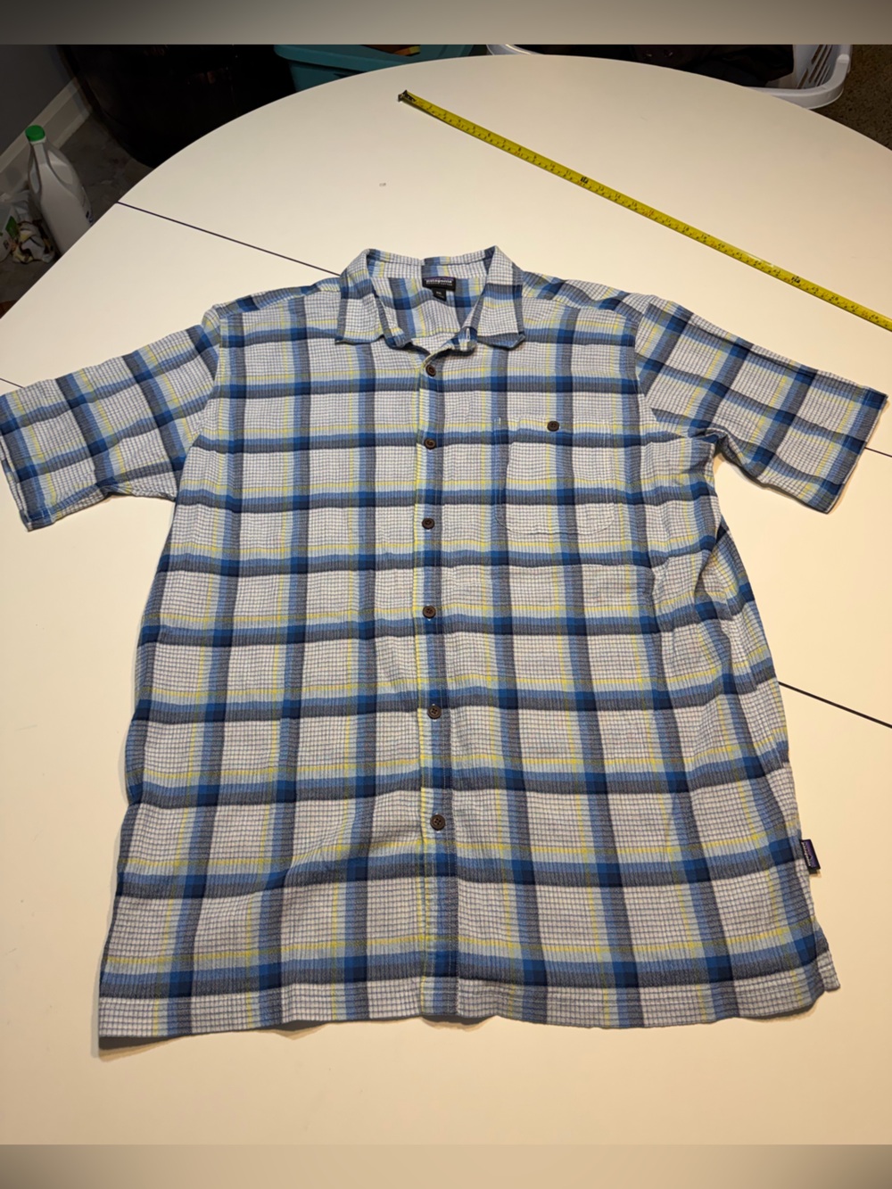 Patagonia Men's XXL Organic Cotton Gauze Plaid Short Sleeve Button Down Shirt